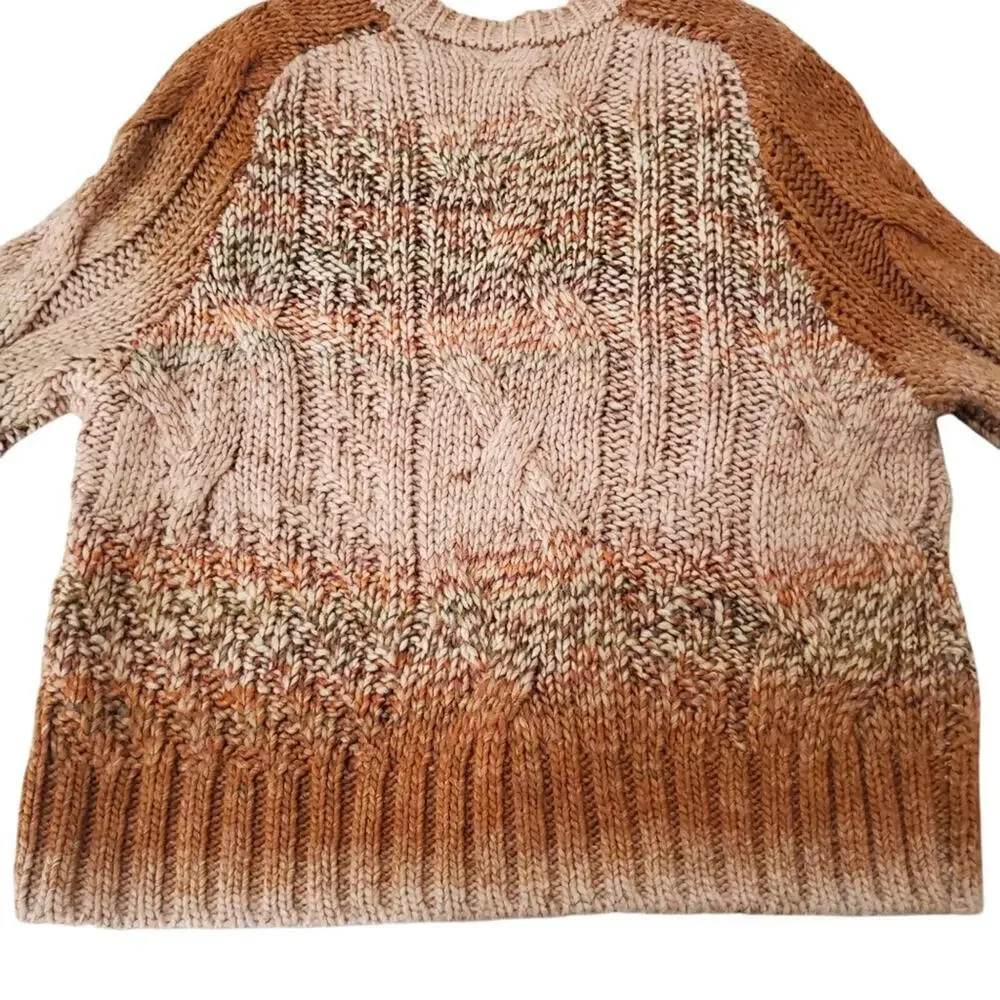 360 CASHMERE Larkyn Crew Neck Sweater Cable Knit Wool size M